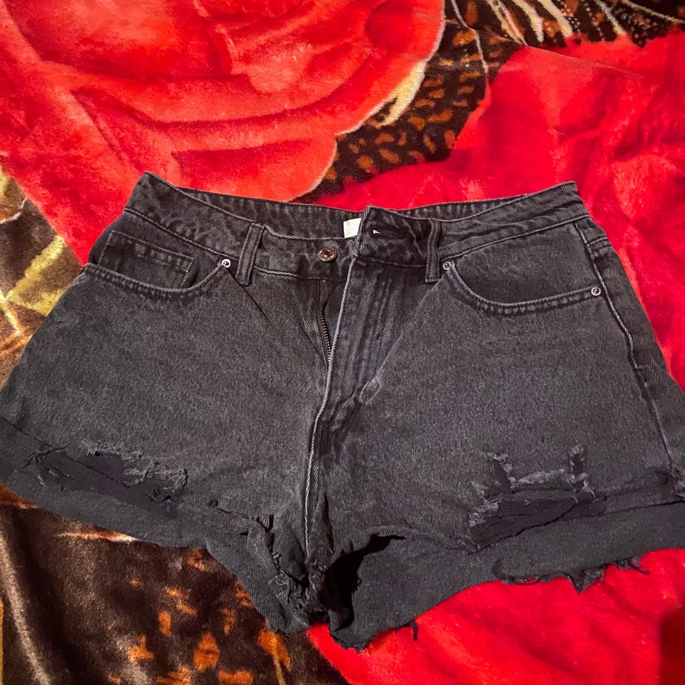 Faded black distressed Jean shorts